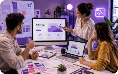 Web tasarım ekibi çalışırken